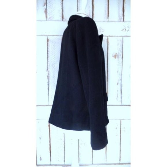 Vintage 90s black wool double breasted pea coat jacket black wool coat - Picture 6 of 8